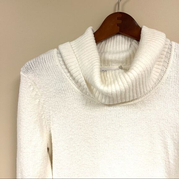 MCalvin Klein off white sweater turtleneck with metallic stripes  S/XS - Picture 5 of 8